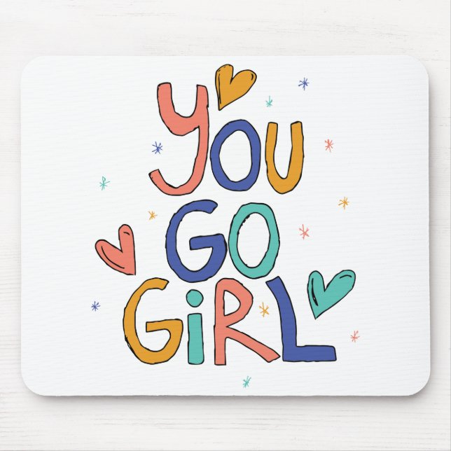 Motivational One Cool Girl You Go Girl Clipart Gir Mouse Mat (Front)