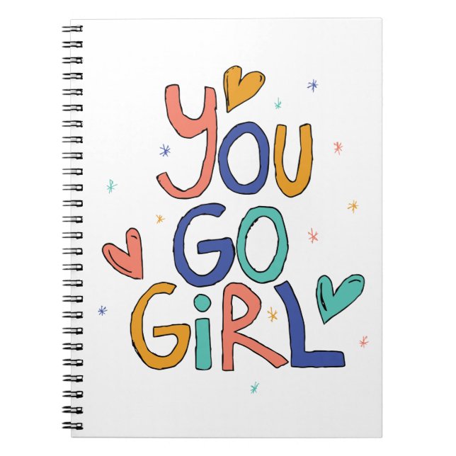 Motivational One Cool Girl You Go Girl Clipart Gir Notebook (Front)