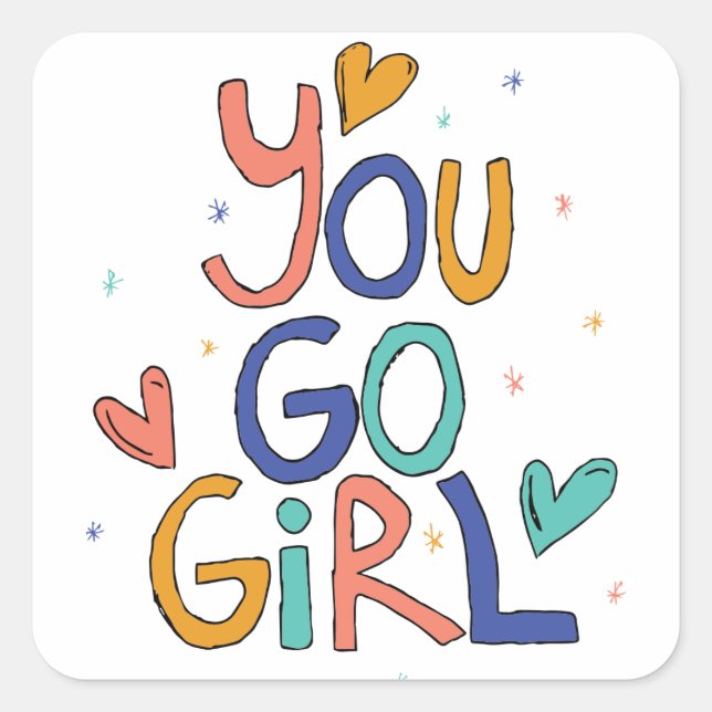 Motivational One Cool Girl You Go Girl Clipart Gir Square Sticker (Front)