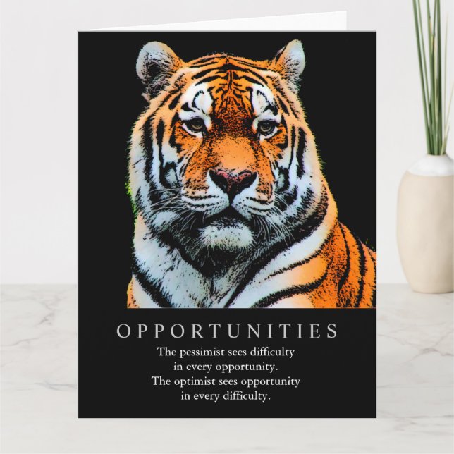 Motivational Opportunities Saying Quote Tiger Card (Front)