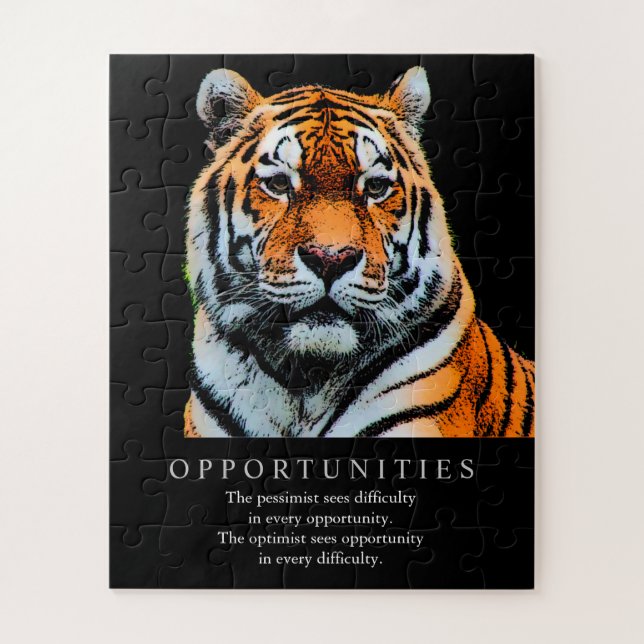 Motivational Opportunities Saying Quote Tiger Jigsaw Puzzle (Vertical)