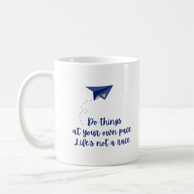 Motivational Paper Aeroplane Quote on Black Coffee Mug (Left)