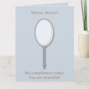 Motivational Personalised Hand Mirror Blue Silver Card