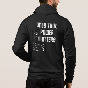 Motivational phrase with muscular arm hoodie