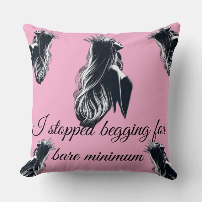 Motivational Pink Aesthetic Quote Throw Pillow (Front)