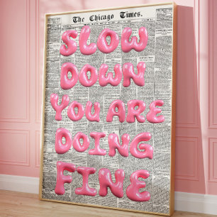 Motivational Pink Typography Newspaper Wall Art 