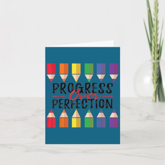 Motivational Progress Over Perfection Back To Scho Card (Front)