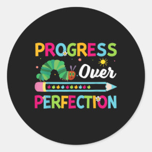 Motivational Progress Over Perfection Back To Scho Classic Round Sticker