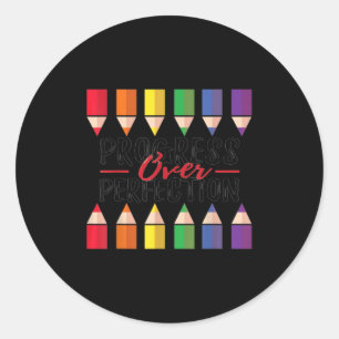 Motivational Progress Over Perfection Back To Scho Classic Round Sticker