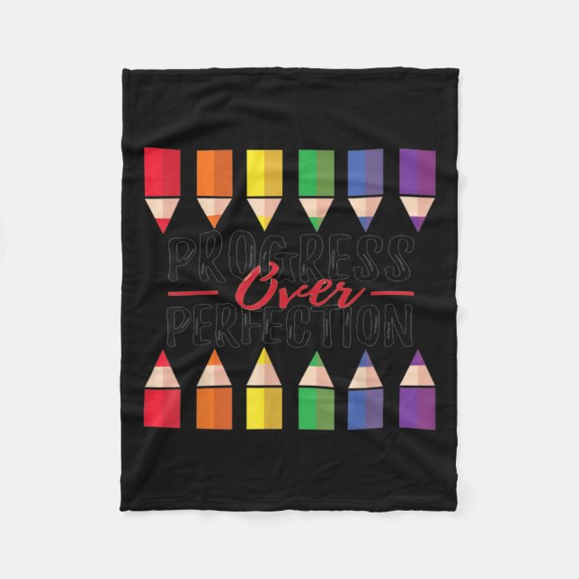 Motivational Progress Over Perfection Back To Scho Fleece Blanket (Front)