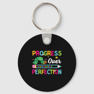 Motivational Progress Over Perfection Back To Scho Key Ring