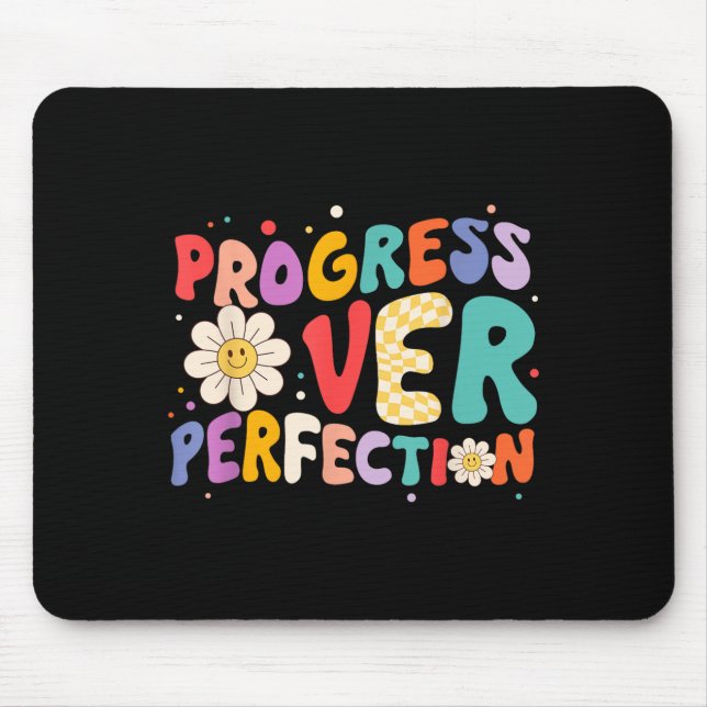Motivational Progress Over Perfection Teacher Back Mouse Mat (Front)