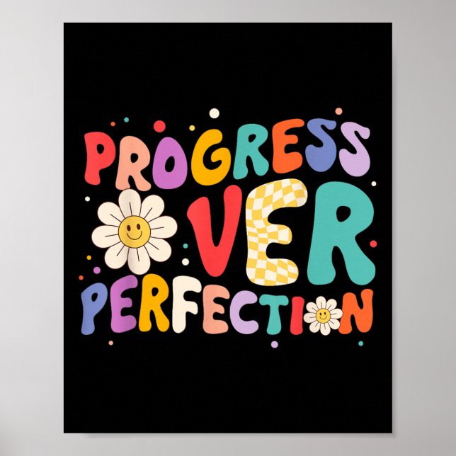 Motivational Progress Over Perfection Teacher Back Poster (Front)