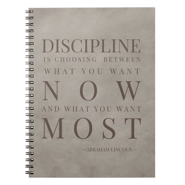 Motivational Quote About Discipline Lincoln Brown Notebook (Front)