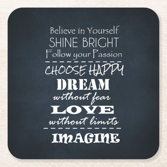 Motivational Quote Affirmations Square Paper Coaster (Front)