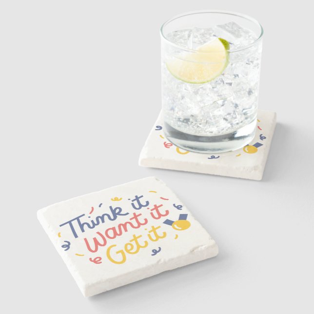 Motivational Quote Art Stone Coaster (Side)