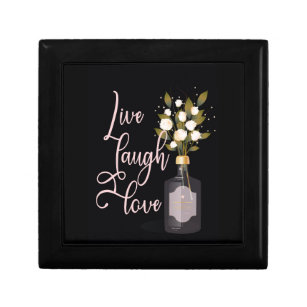 Motivational Quote Art w/ Flowers -Live Laugh Love Gift Box