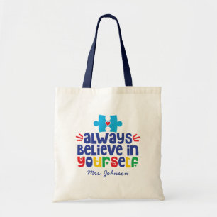 Motivational Quote   Autism Teacher Personalised Tote Bag