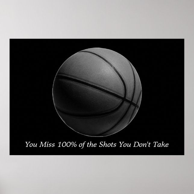 Motivational Quote Basketball Black & White Poster (Front)