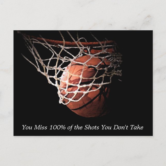 Motivational Quote Basketball Postcard (Front)