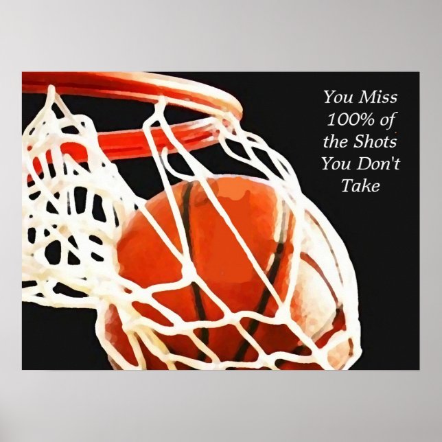 Motivational Quote Basketball Shot Art Poster (Front)