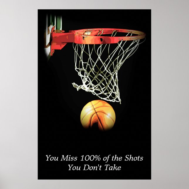 Motivational Quote Basketball Sport Poster (Front)
