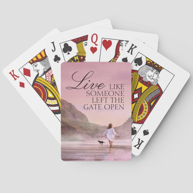 Motivational Quote Beach Photography Playing Cards (Back)