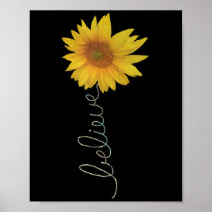 Motivational Quote Believe Flower Graphic Positive Poster