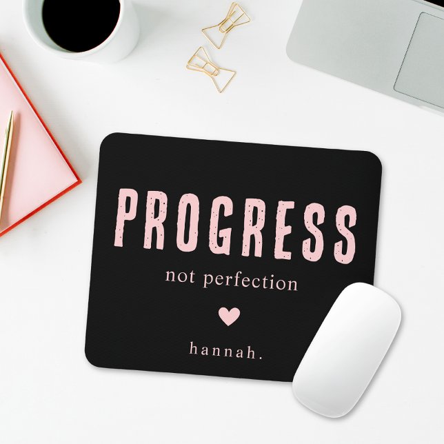 Motivational Quote Black and Pink Typography Mouse Mat (Creator Uploaded)