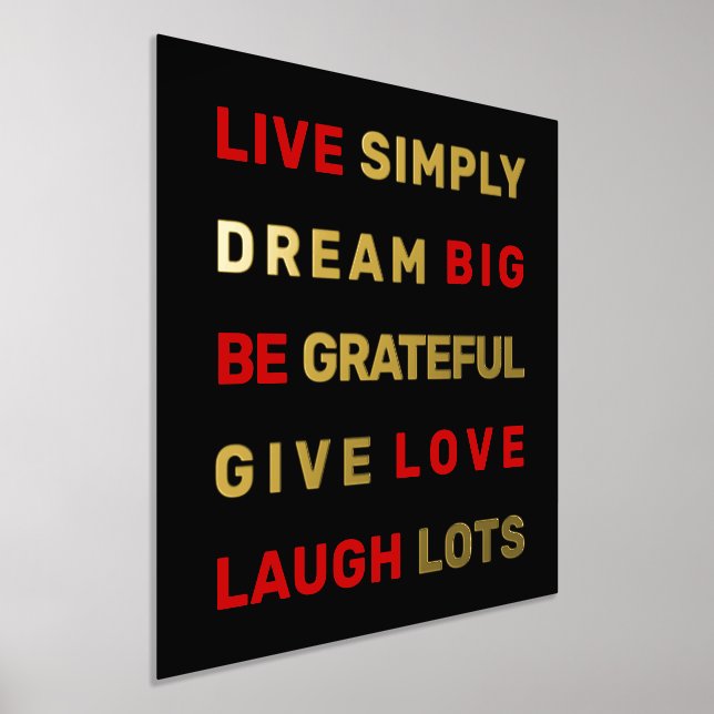 Motivational quote black and red gold foil prints (Laydown)