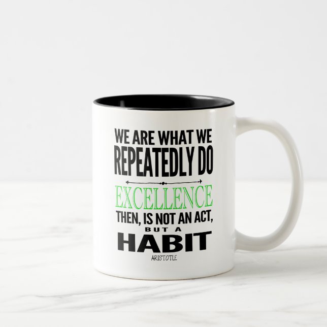 Motivational Quote Black/Lime Typography Two-Tone Coffee Mug (Right)