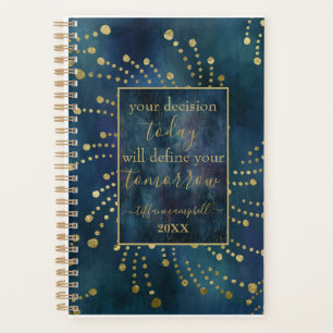 Motivational Quote Blue and Gold Planner