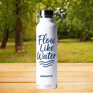 Motivational quote blue flow like water yoga water bottle