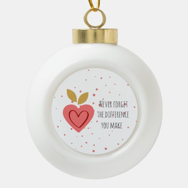 Motivational quote Christmas family photo  Ceramic Ball Christmas Ornament (Front)