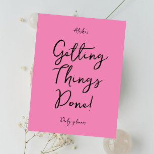 Motivational quote custom name pink daily planner notebook