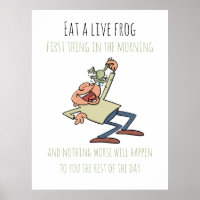 Motivational Quote Eat A Live Frog Funny Cartoon