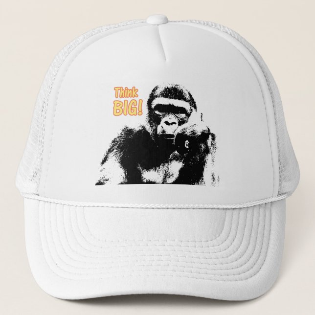 Motivational Quote Elegant Modern Pop Art Gorilla Trucker Hat (Front)