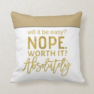 Motivational Quote/Gold typography Cushion
