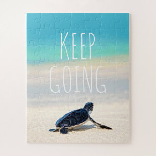 Motivational Quote Keep Going Turtle Beach Jigsaw Puzzle