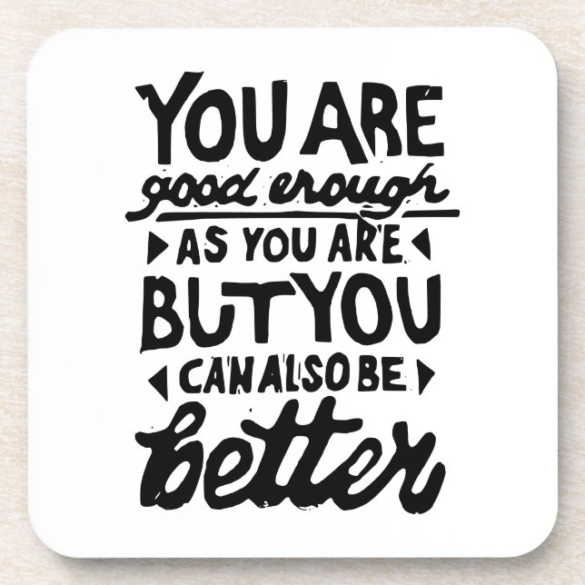 Motivational Quote Lino Print Coaster (Front)