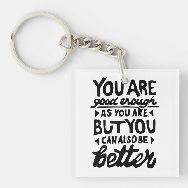 Motivational Quote Lino Print Key Ring (Front)
