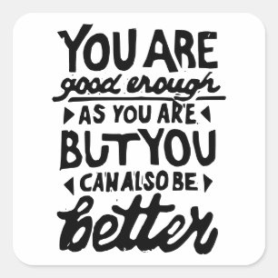 Motivational Quote Lino Print Square Sticker