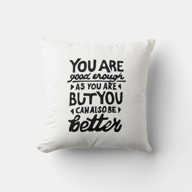 Motivational Quote Lino Print Throw Pillow (Front)
