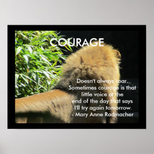 Motivational Quote Lion Hearted Courage Poster