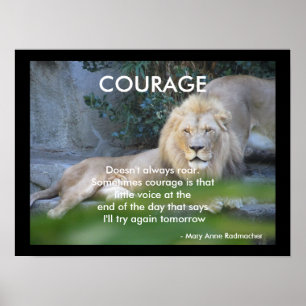 Motivational Quote Lion Hearted Courage Poster