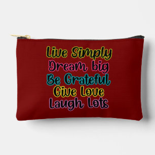 Motivational Quote Live Simply Dream Give Love Accessory Pouch