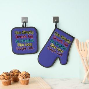 Motivational Quote Live Simply Dream Give Love Oven Mitt & Pot Holder Set