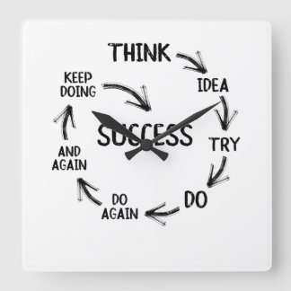 Motivational quote mindset mentor coach teachers square wall clock