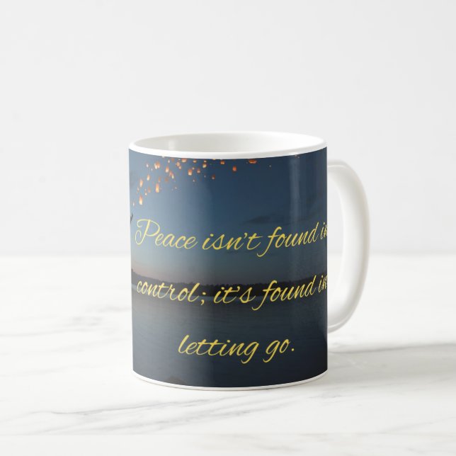 Motivational Quote Mug: Finding Peace Coffee Mug (Front Right)