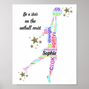 Motivational Quote Netball Star Poster